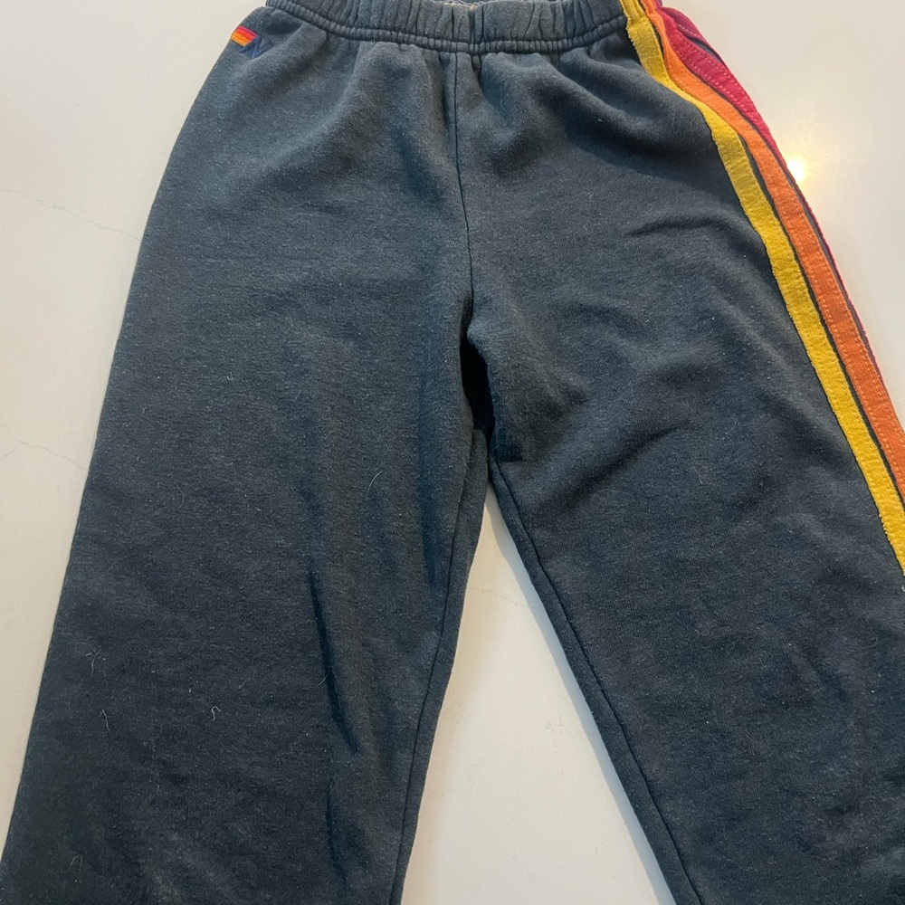 Aviator Nation Kids Joggers with Rainbow Stripes-Navy -Size 12